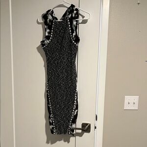 RACHEL Rachel Roy Monochrome Patterned Midi Dress